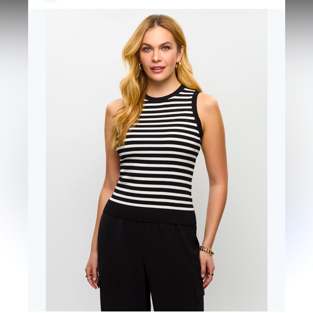 Black and White Striped Sleeveless Top
